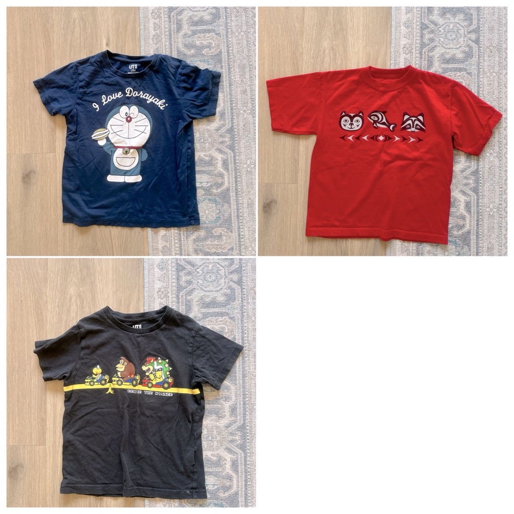Selling lot of 3 t shirts - all 3 fit size 5-6; 2xuniqlo & 1x Native Northwest